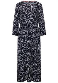 Print Kleid in Midi Länge deep blue