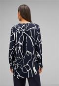 Print Longbluse deep blue