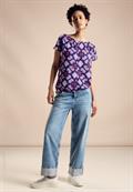 Print Materialmix T-Shirt bellflower lilac