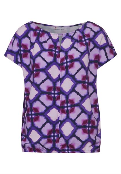Print Materialmix T-Shirt bellflower lilac