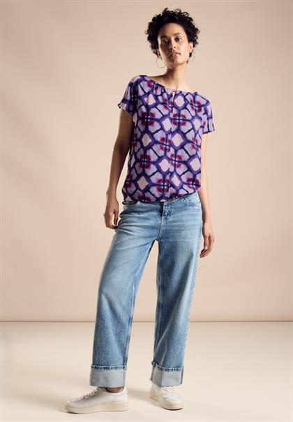 Print Materialmix T-Shirt bellflower lilac