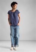 Print Materialmix T-Shirt deep blue
