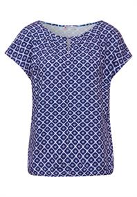 Print Materialmix T-Shirt deep blue