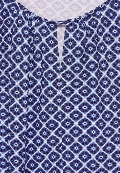 Print Materialmix T-Shirt deep blue
