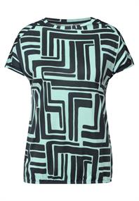 Print-Shirt mit Knopfdetail slate khaki