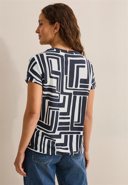Print-Shirt mit Knopfdetail universal blue