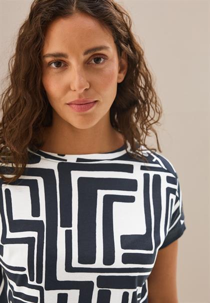 Print-Shirt mit Knopfdetail universal blue