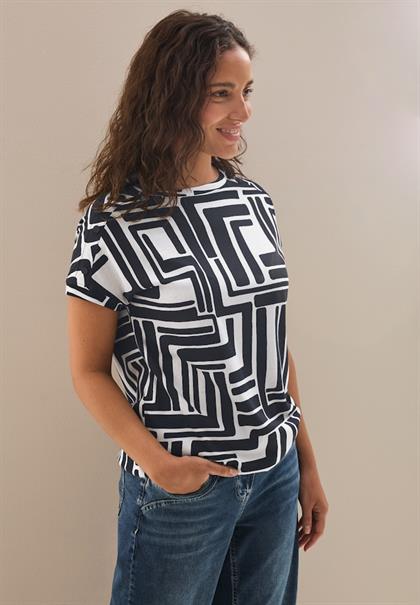 Print-Shirt mit Knopfdetail universal blue