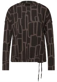 Print Shirt mit Tunnelzug darkest brown