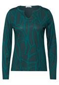 Print-Shirt mit Ziersteinen petrol green
