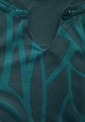 Print-Shirt mit Ziersteinen petrol green
