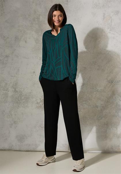 Print-Shirt mit Ziersteinen petrol green