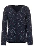 Printbluse im Materialmix night sky blue