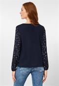 Printbluse im Materialmix night sky blue