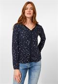 Printbluse im Materialmix night sky blue