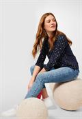 Printbluse im Materialmix night sky blue