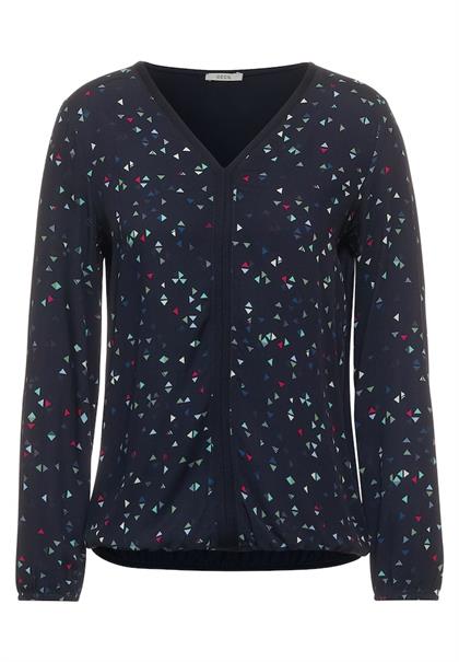 Printbluse im Materialmix night sky blue