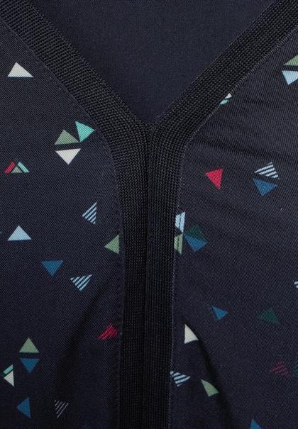 Printbluse im Materialmix night sky blue