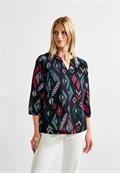 Printbluse in Baumwolle night sky blue