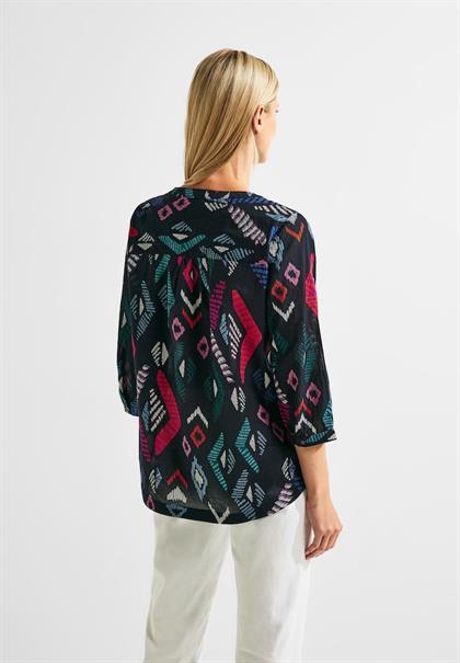 Printbluse in Baumwolle night sky blue
