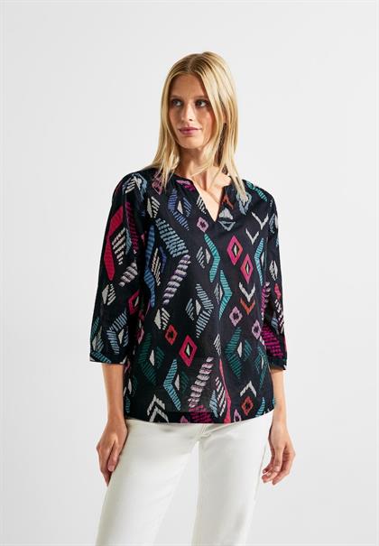 Printbluse in Baumwolle night sky blue