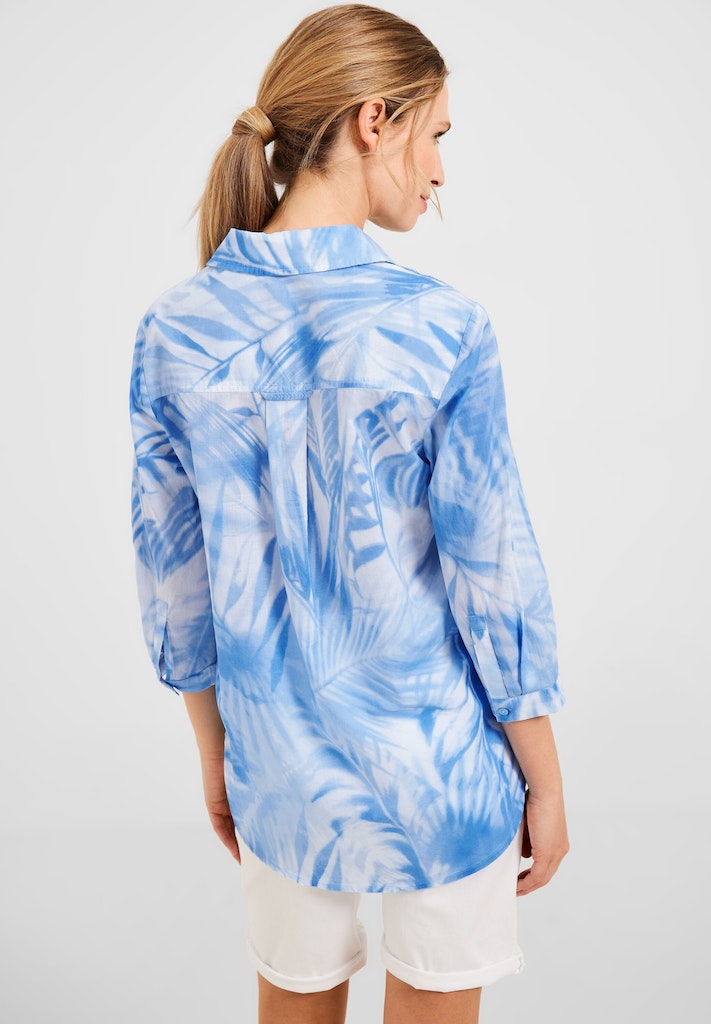 Cecil Damen Langarmbluse Printbluse in Light Cotton tranquil blue bequem  online kaufen bei