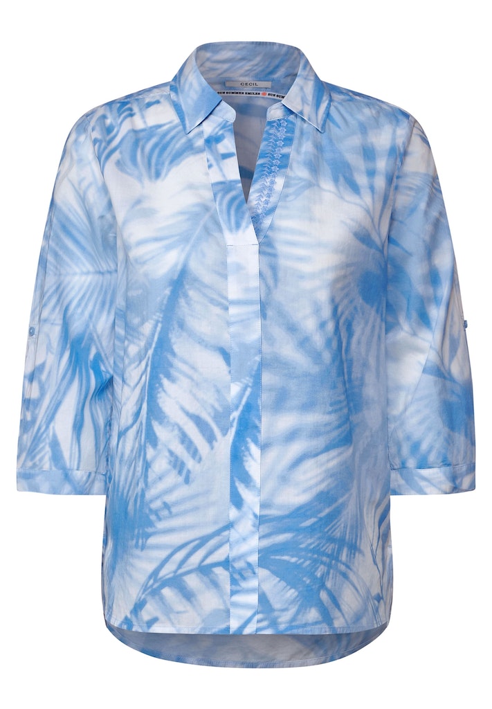 Cecil Damen Langarmbluse Printbluse in Light Cotton tranquil blue bequem  online kaufen bei