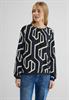 Printbluse mit Cut out deep blue