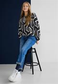 Printbluse mit Cut out deep blue