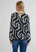 Printbluse mit Cut out deep blue