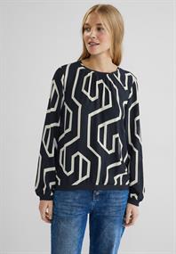 Printbluse mit Cut out deep blue