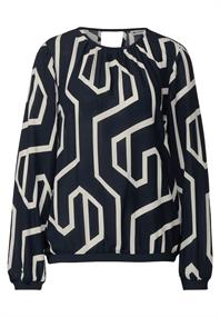 Printbluse mit Cut out deep blue