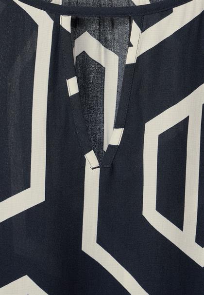 Printbluse mit Cut out deep blue