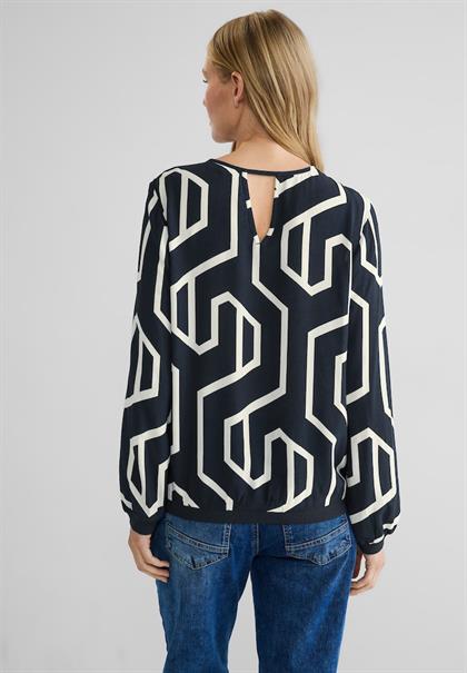 Printbluse mit Cut out deep blue