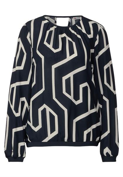 Printbluse mit Cut out deep blue
