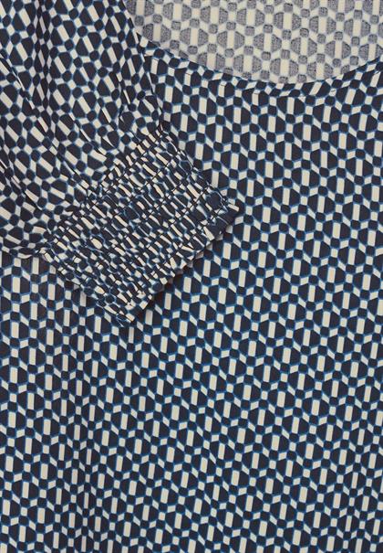 Printbluse mit Knotendetail deep blue