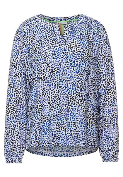 Printbluse mit Stehkragen off white