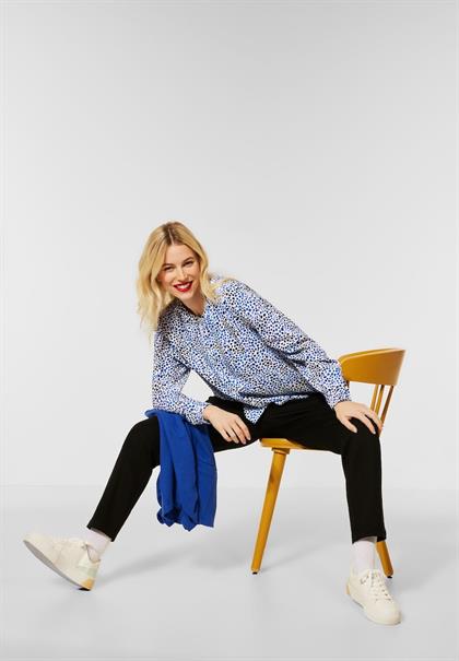 Printbluse mit Stehkragen off white