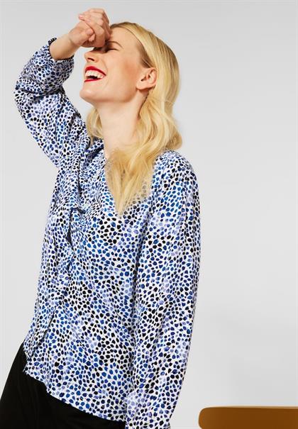 Printbluse mit Stehkragen off white