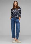 Printshirt im Materialmix deep blue