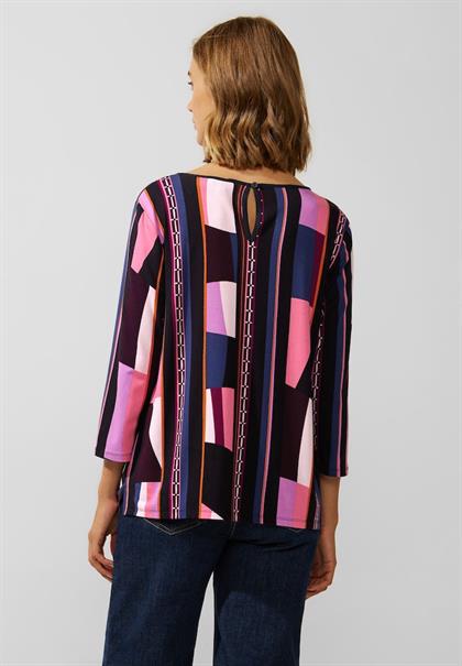 Printshirt im Materialmix purple brown