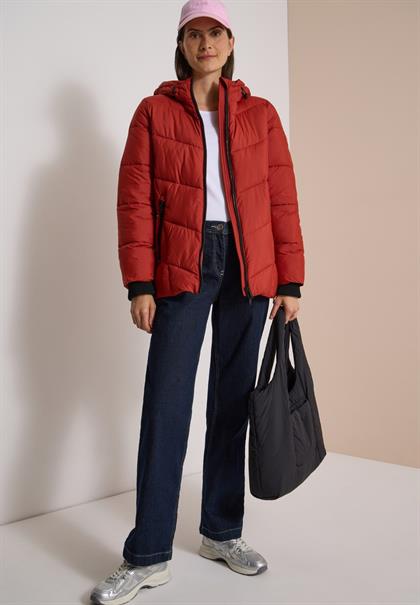 Puffer-Jacke in Midi-Länge mit Kapuze light russet red