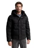 Puffer-Jacke mit abnehmbarer Kapuze black