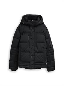 Puffer-Jacke mit abnehmbarer Kapuze black