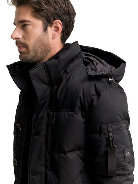 Puffer-Jacke mit abnehmbarer Kapuze black