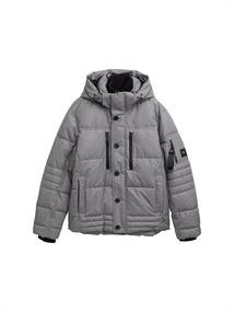 Puffer-Jacke mit abnehmbarer Kapuze mid grey melange structure
