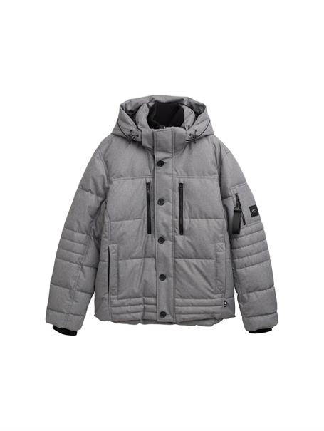 Puffer-Jacke mit abnehmbarer Kapuze mid grey melange structure
