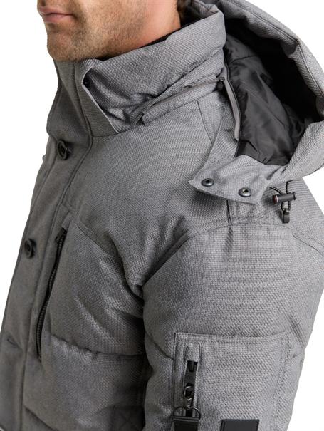 Puffer-Jacke mit abnehmbarer Kapuze mid grey melange structure