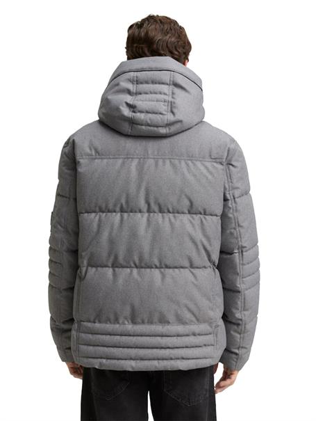 Puffer-Jacke mit abnehmbarer Kapuze mid grey melange structure