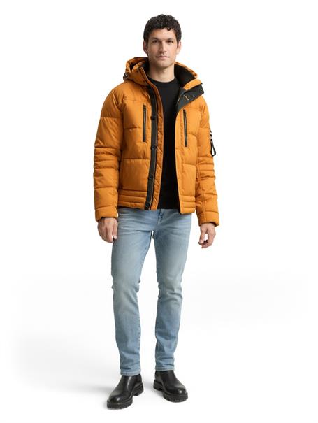 Puffer-Jacke mit abnehmbarer Kapuze peanut butter brown